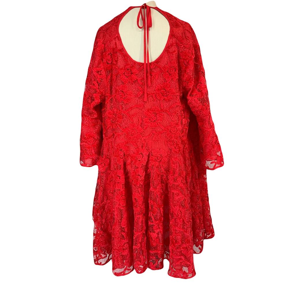 Free People Le Fleur Floral Lace Mini Dress Size S Red Boho Romantic - Picture 3 of 9